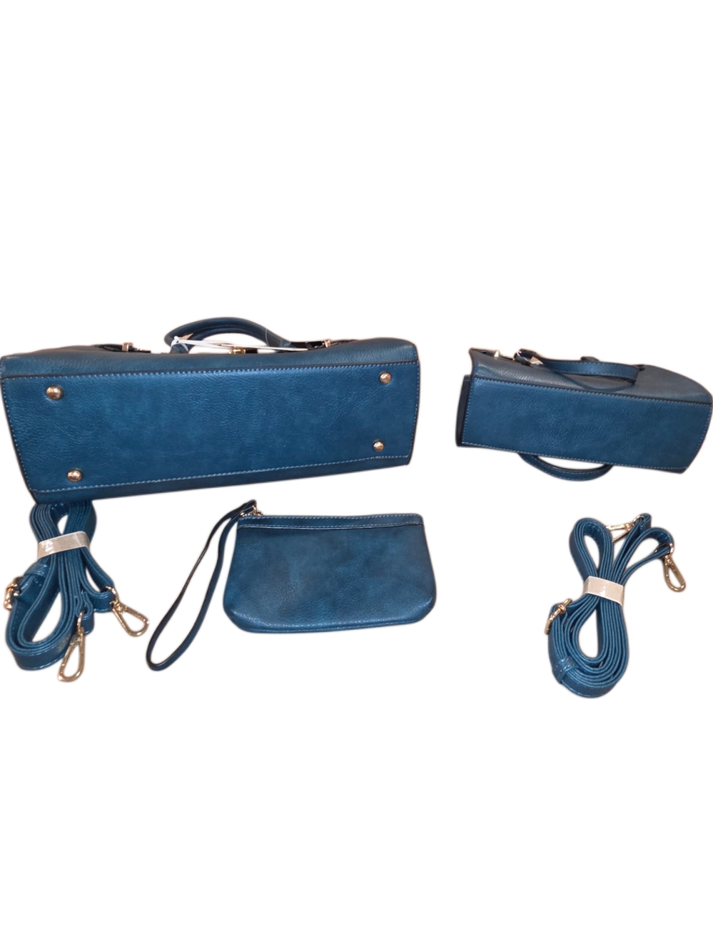 Brand New - 3-Piece Teal Blue Satchel Set - Large Purse, Mini Me & Pouch - Picture 3 of 6